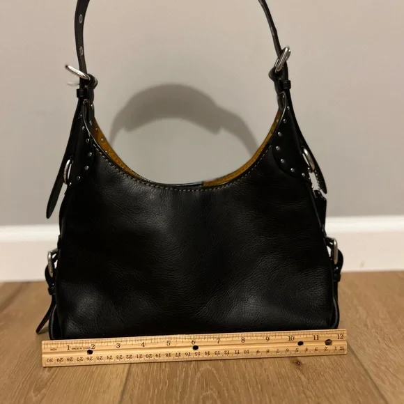 Coach Black Pebbled Leather Shoulder Bag with Silver Hardware - Picture 6 of 8